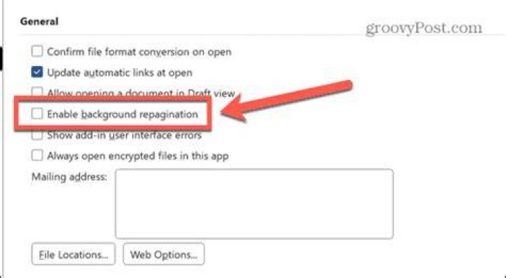 What does enable background repagination mean?